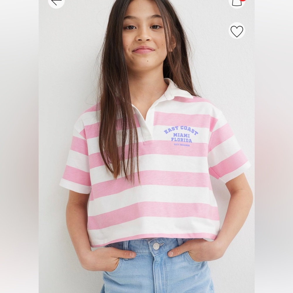 H&M Striped Rugby Polo Top